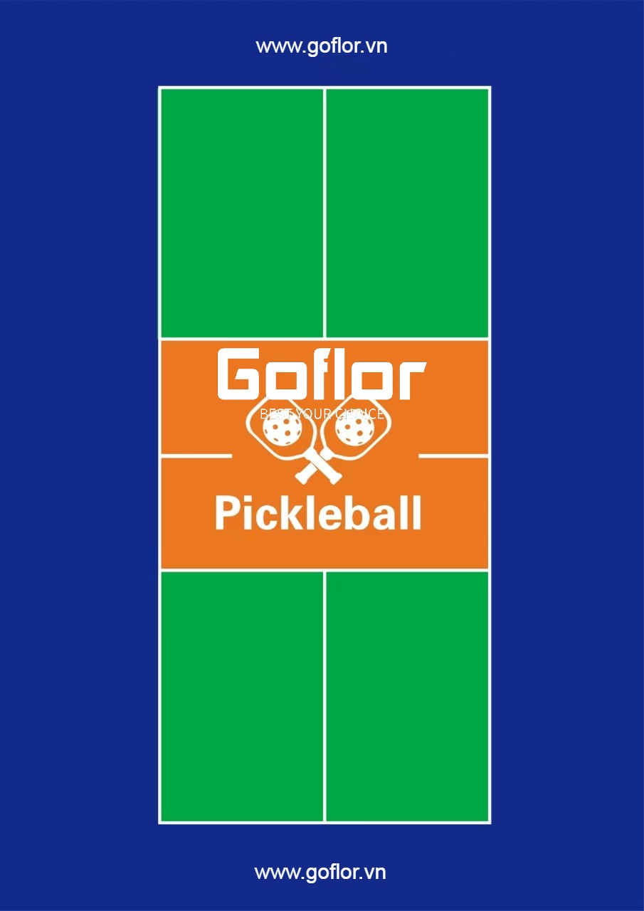 Thảm sân pickleball xanh lá cam 